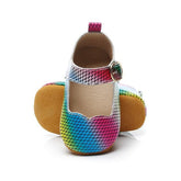 Urban Mary Janes - Genuine Leather Baby Girls Shoes  Mary Jane Flats  Toddler First , Bright Rainbow Multi.